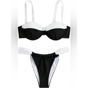 NWOT Women's Color Block Underwire Bikini 2 Piece Swim Set Size Large